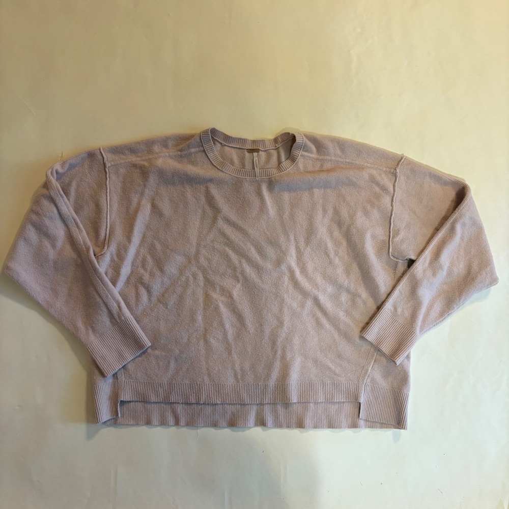 Free People Womens Oversized Crew Neck Pullover Sweater Pink Lavender Small S